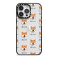 Japanese Shiba Icon with Name iPhone 14 Pro Max Black Impact Case on Silver phone