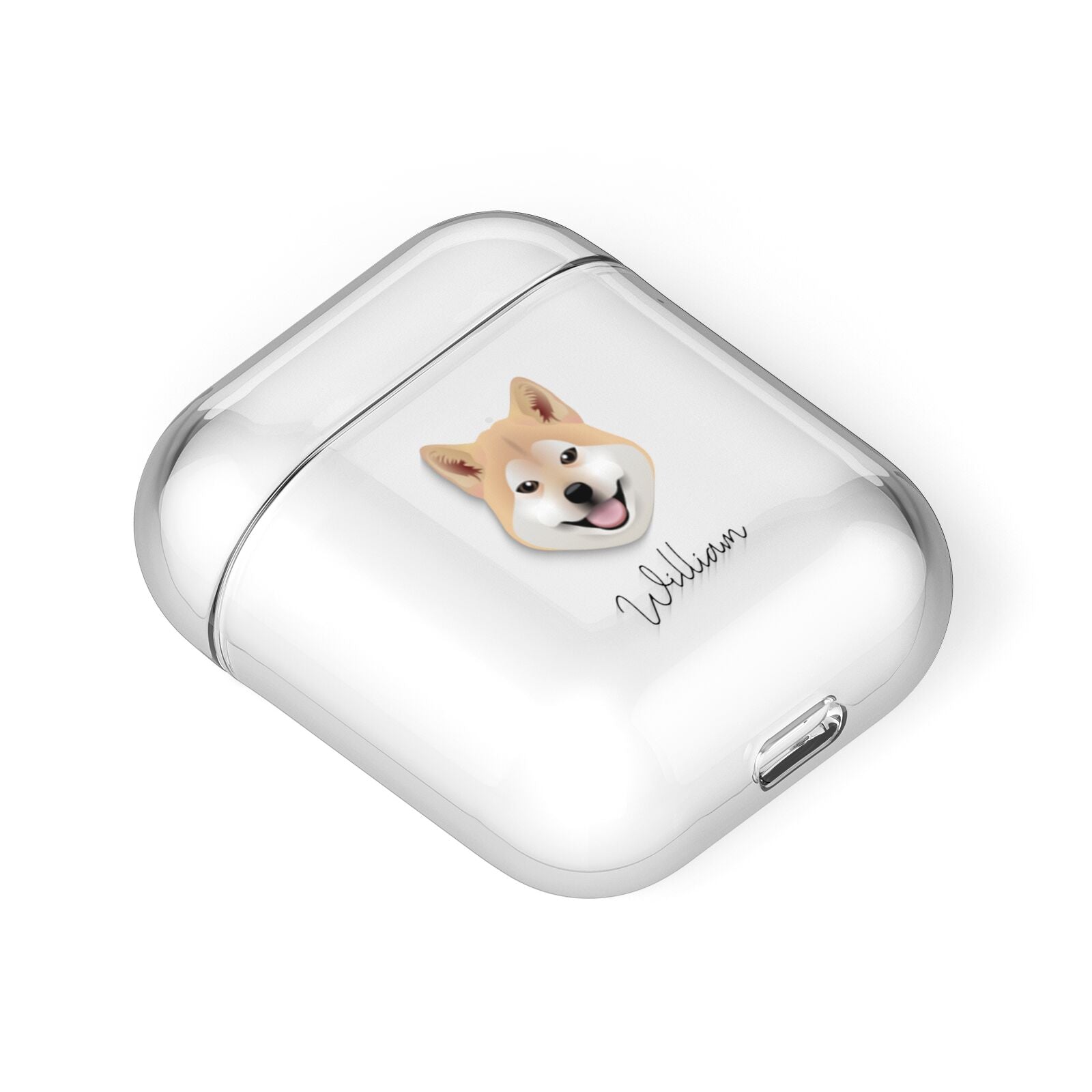 Japanese Shiba Personalised AirPods Case Laid Flat