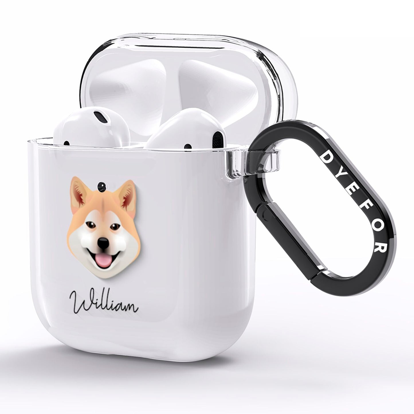 Japanese Shiba Personalised AirPods Clear Case Side Image