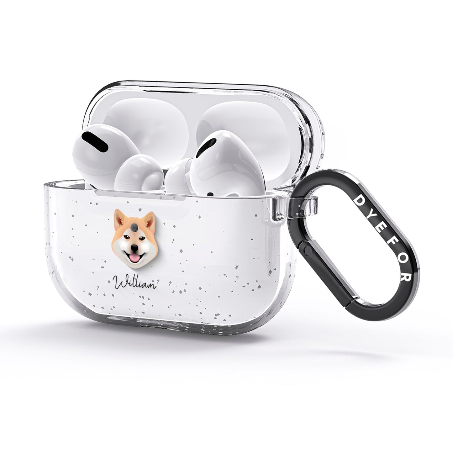 Japanese Shiba Personalised AirPods Glitter Case 3rd Gen Side Image