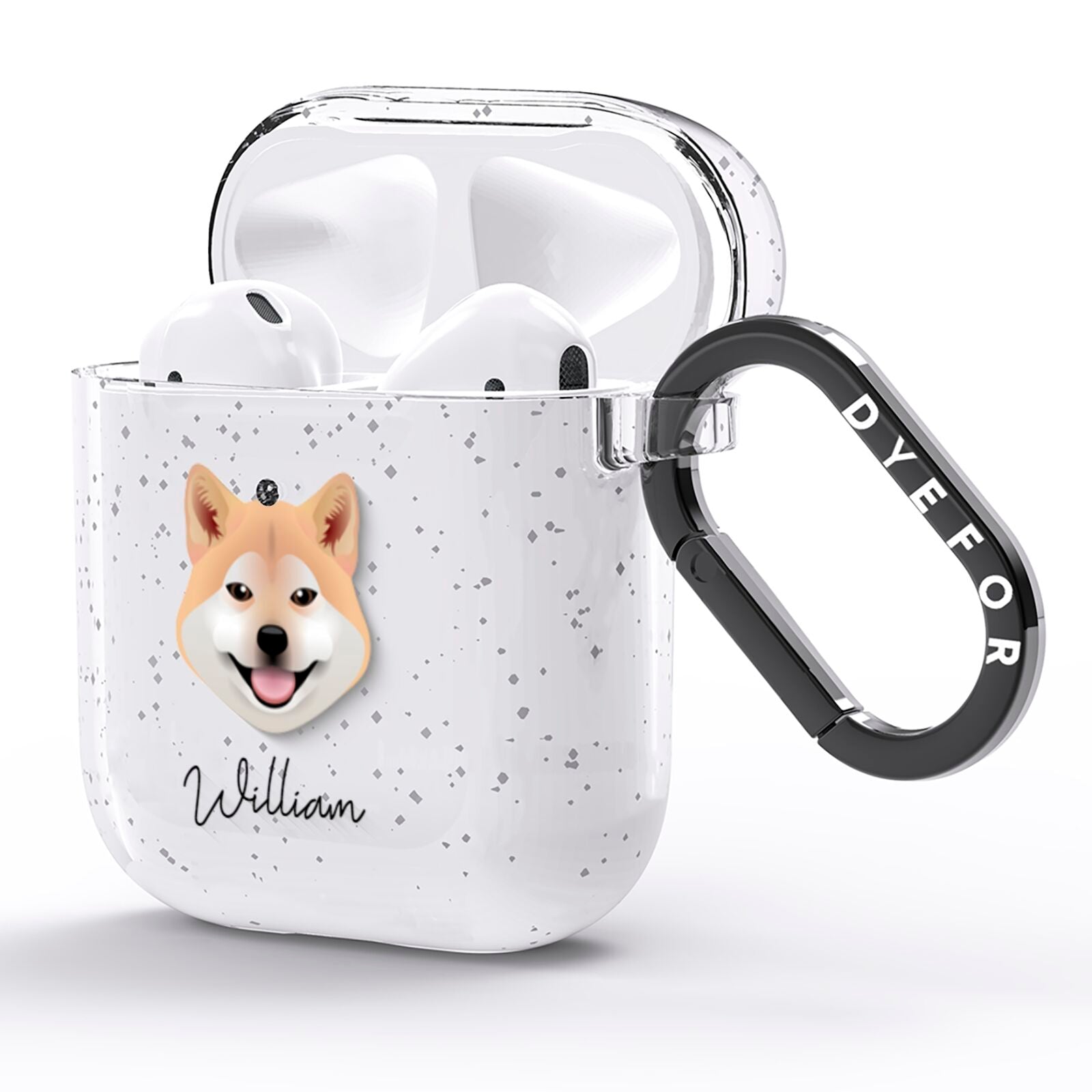 Japanese Shiba Personalised AirPods Glitter Case Side Image