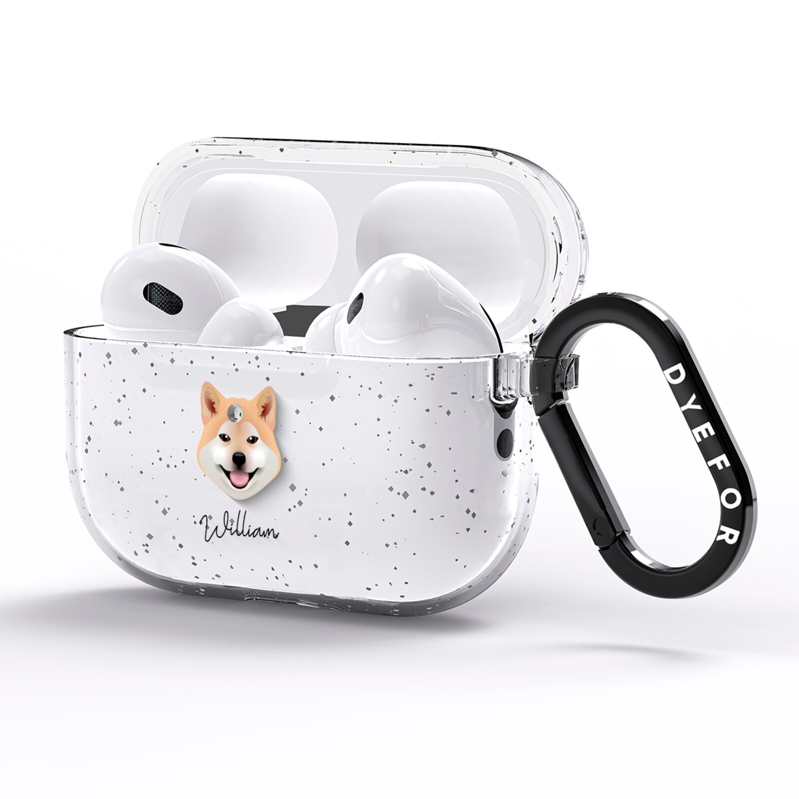 Japanese Shiba Personalised AirPods Pro Glitter Case Side Image