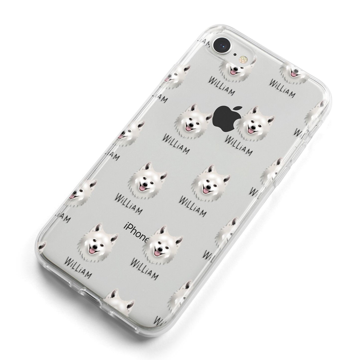 Japanese Spitz Icon with Name iPhone 8 Bumper Case on Silver iPhone Alternative Image