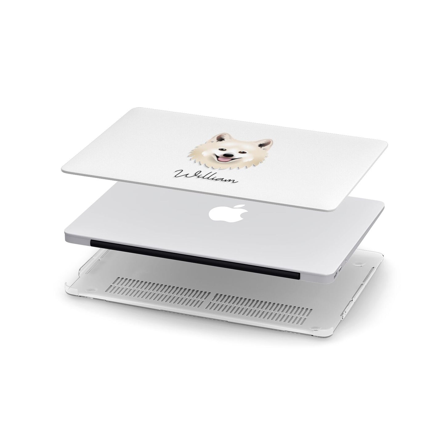 Japanese Spitz Personalised Apple MacBook Case in Detail