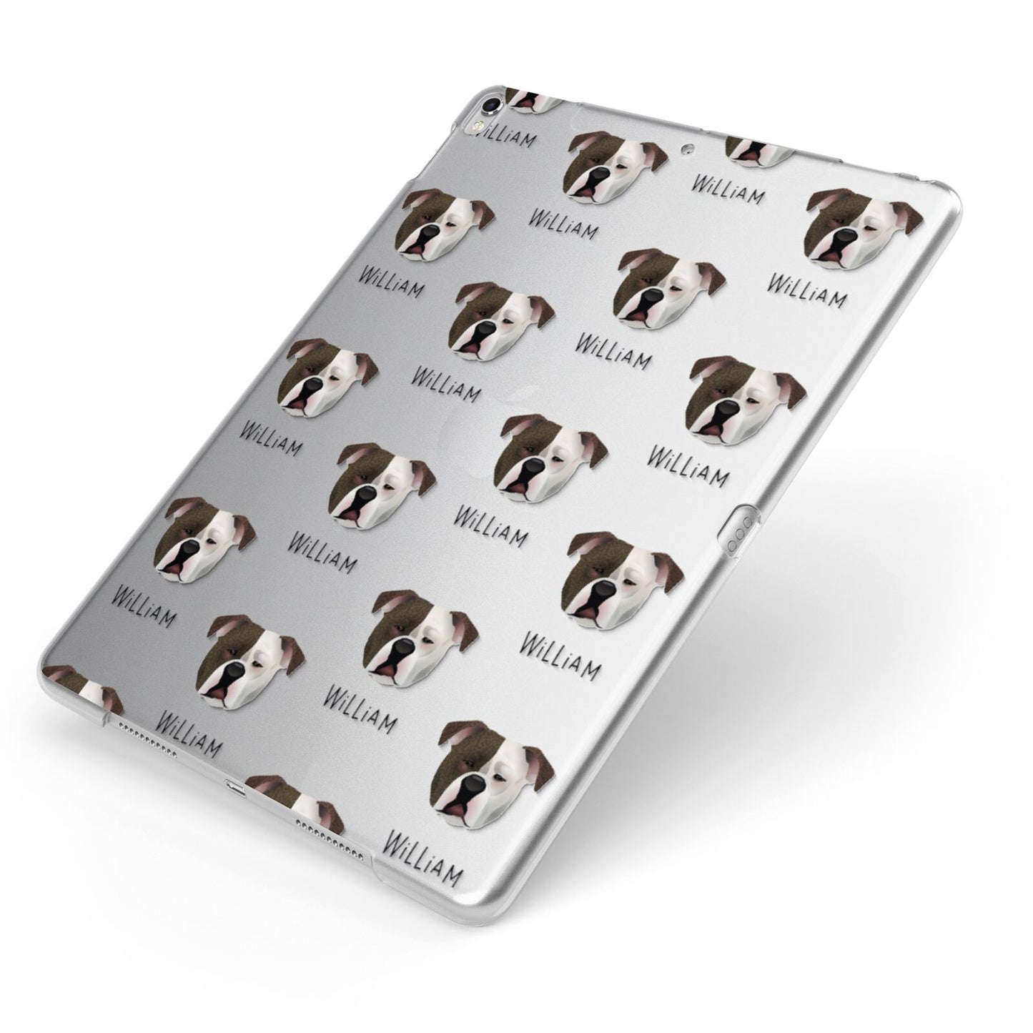 Johnson American Bulldog Icon with Name Apple iPad Case on Silver iPad Side View