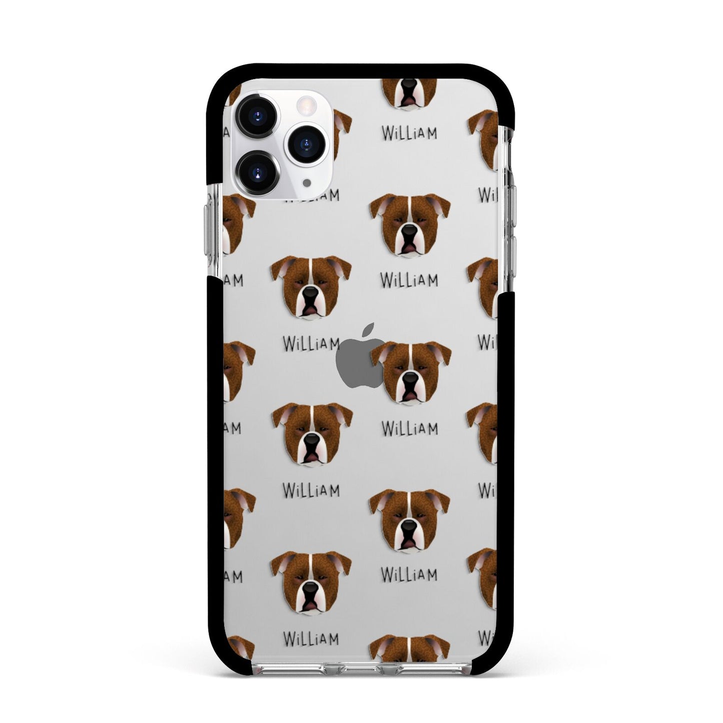Johnson American Bulldog Icon with Name Apple iPhone 11 Pro Max in Silver with Black Impact Case