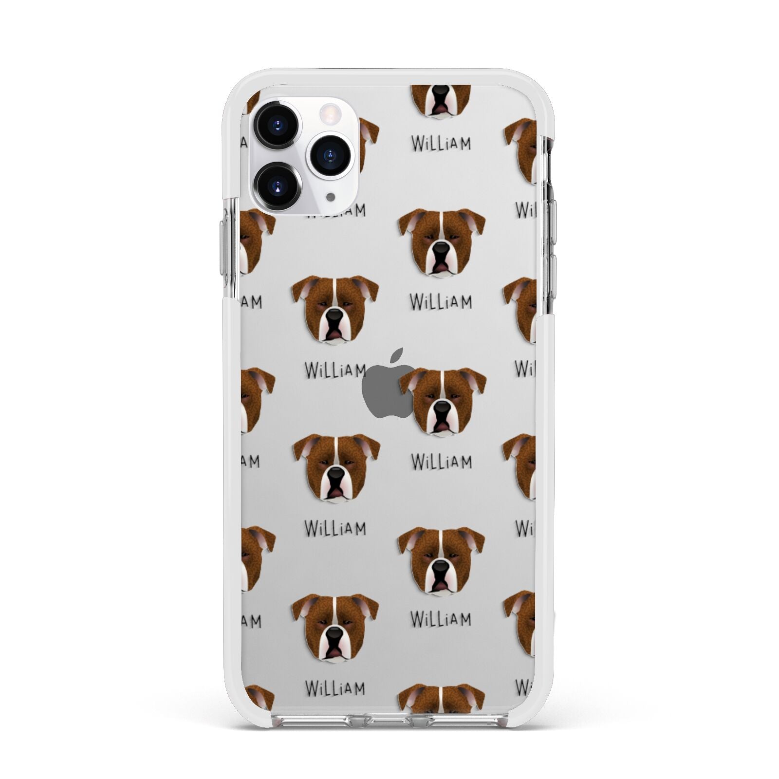 Johnson American Bulldog Icon with Name Apple iPhone 11 Pro Max in Silver with White Impact Case
