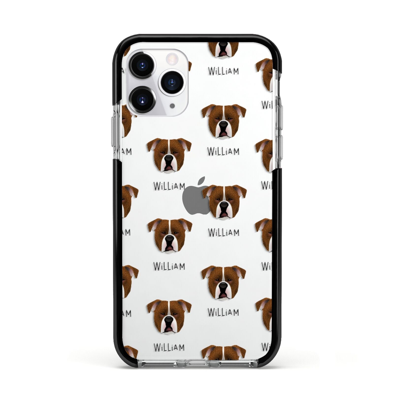 Johnson American Bulldog Icon with Name Apple iPhone 11 Pro in Silver with Black Impact Case