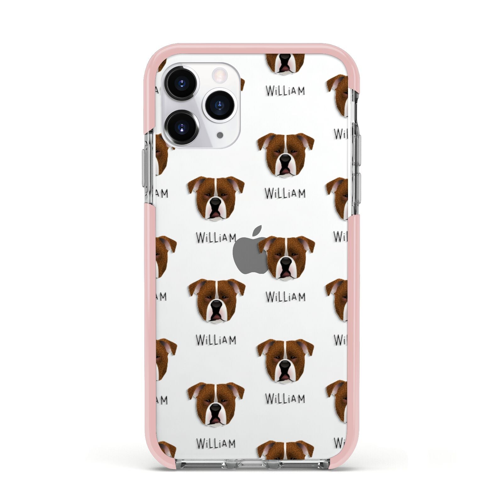 Johnson American Bulldog Icon with Name Apple iPhone 11 Pro in Silver with Pink Impact Case