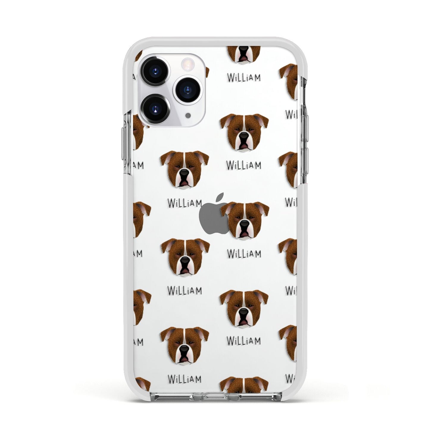 Johnson American Bulldog Icon with Name Apple iPhone 11 Pro in Silver with White Impact Case
