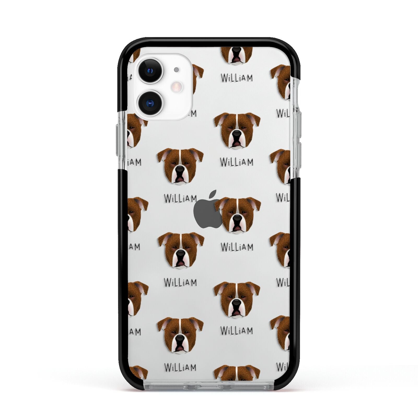 Johnson American Bulldog Icon with Name Apple iPhone 11 in White with Black Impact Case