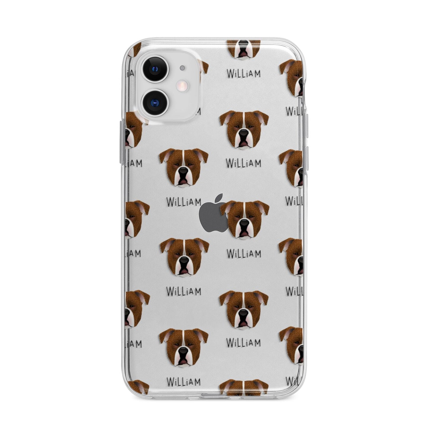 Johnson American Bulldog Icon with Name Apple iPhone 11 in White with Bumper Case