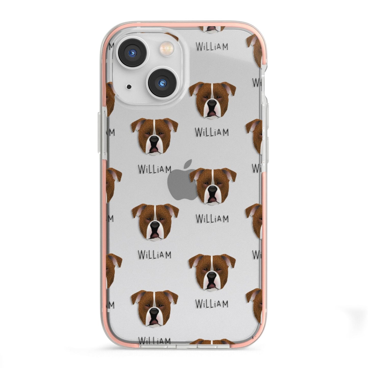 Johnson American Bulldog Icon with Name iPhone 13 Mini TPU Impact Case with Pink Edges