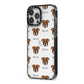 Johnson American Bulldog Icon with Name iPhone 13 Pro Max Black Impact Case Side Angle on Silver phone