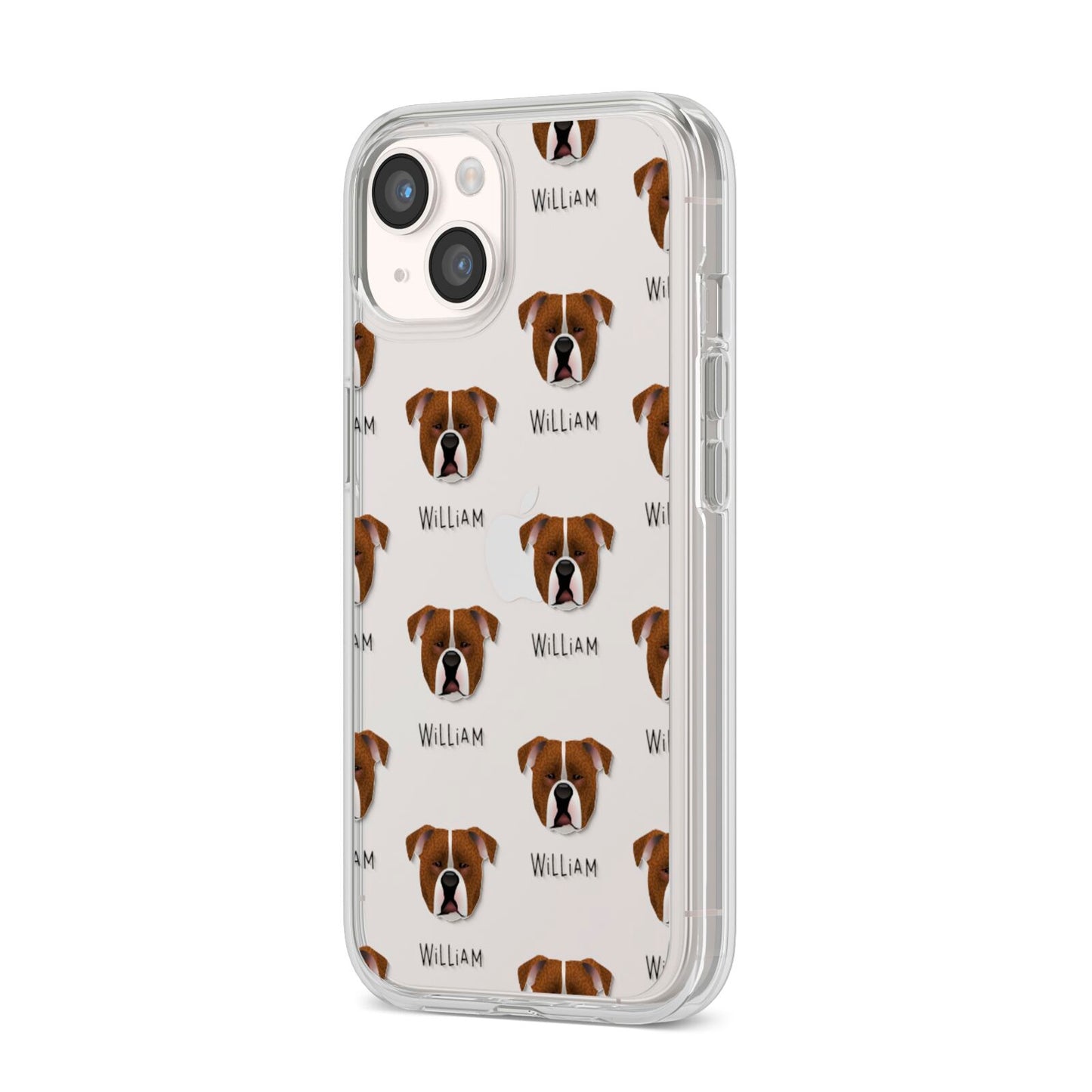 Johnson American Bulldog Icon with Name iPhone 14 Clear Tough Case Starlight Angled Image