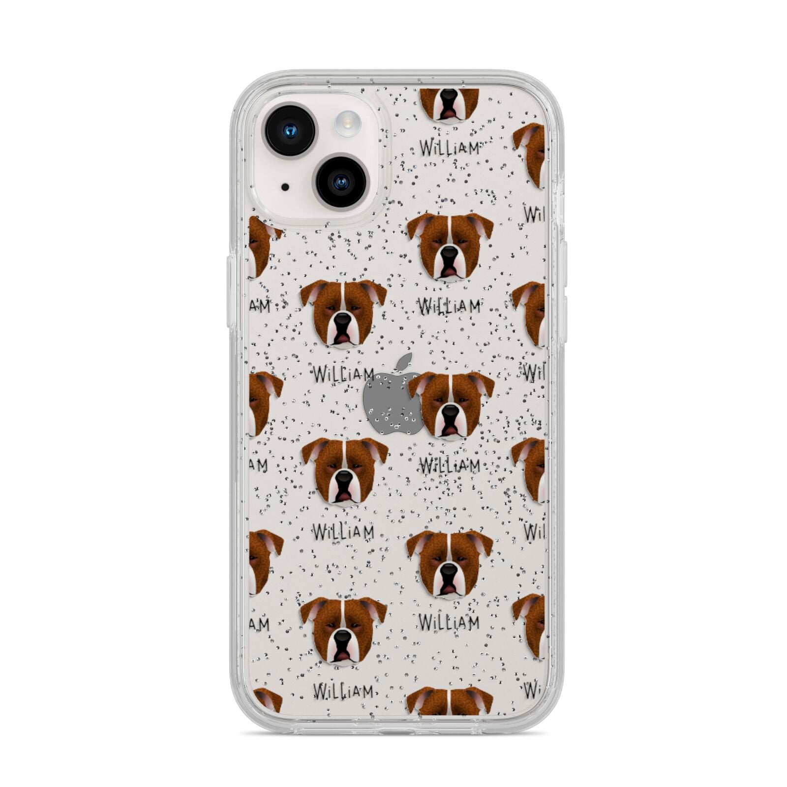 Johnson American Bulldog Icon with Name iPhone 14 Plus Glitter Tough Case Starlight