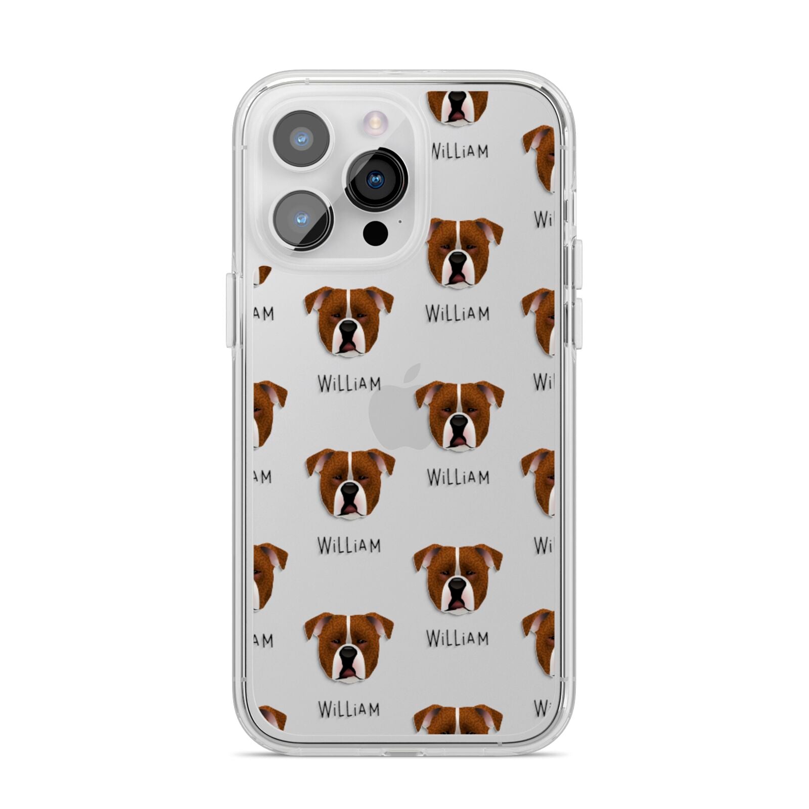 Johnson American Bulldog Icon with Name iPhone 14 Pro Max Clear Tough Case Silver