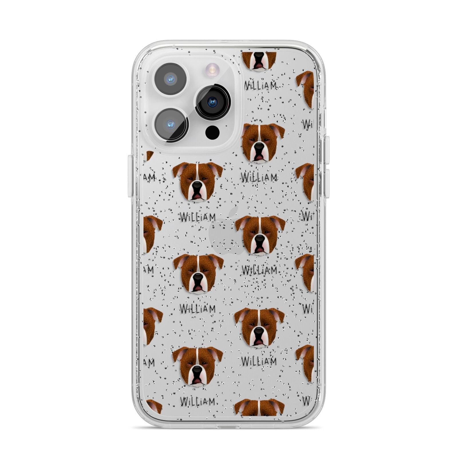 Johnson American Bulldog Icon with Name iPhone 14 Pro Max Glitter Tough Case Silver