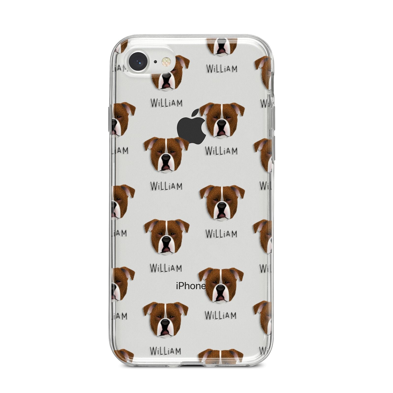 Johnson American Bulldog Icon with Name iPhone 8 Bumper Case on Silver iPhone