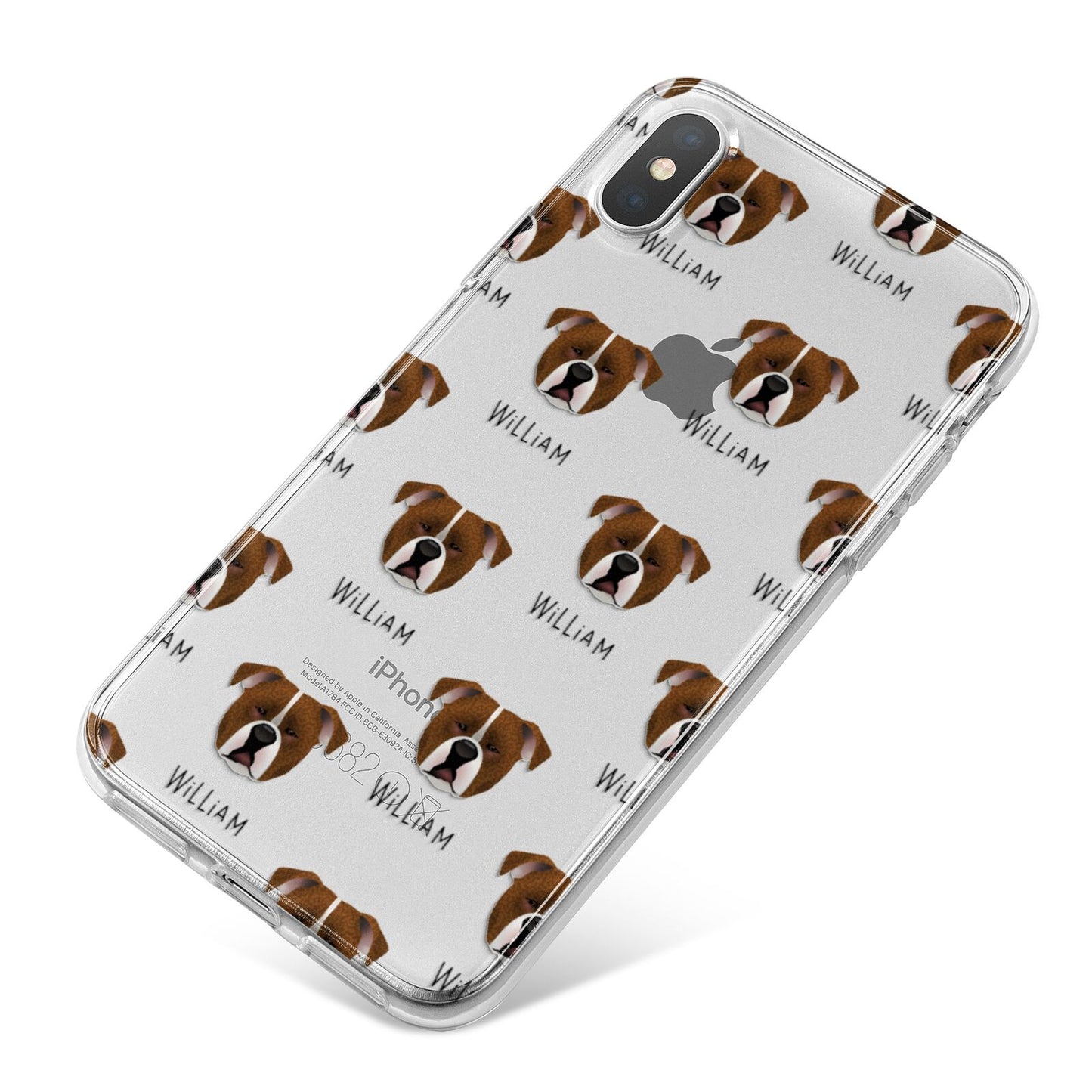 Johnson American Bulldog Icon with Name iPhone X Bumper Case on Silver iPhone