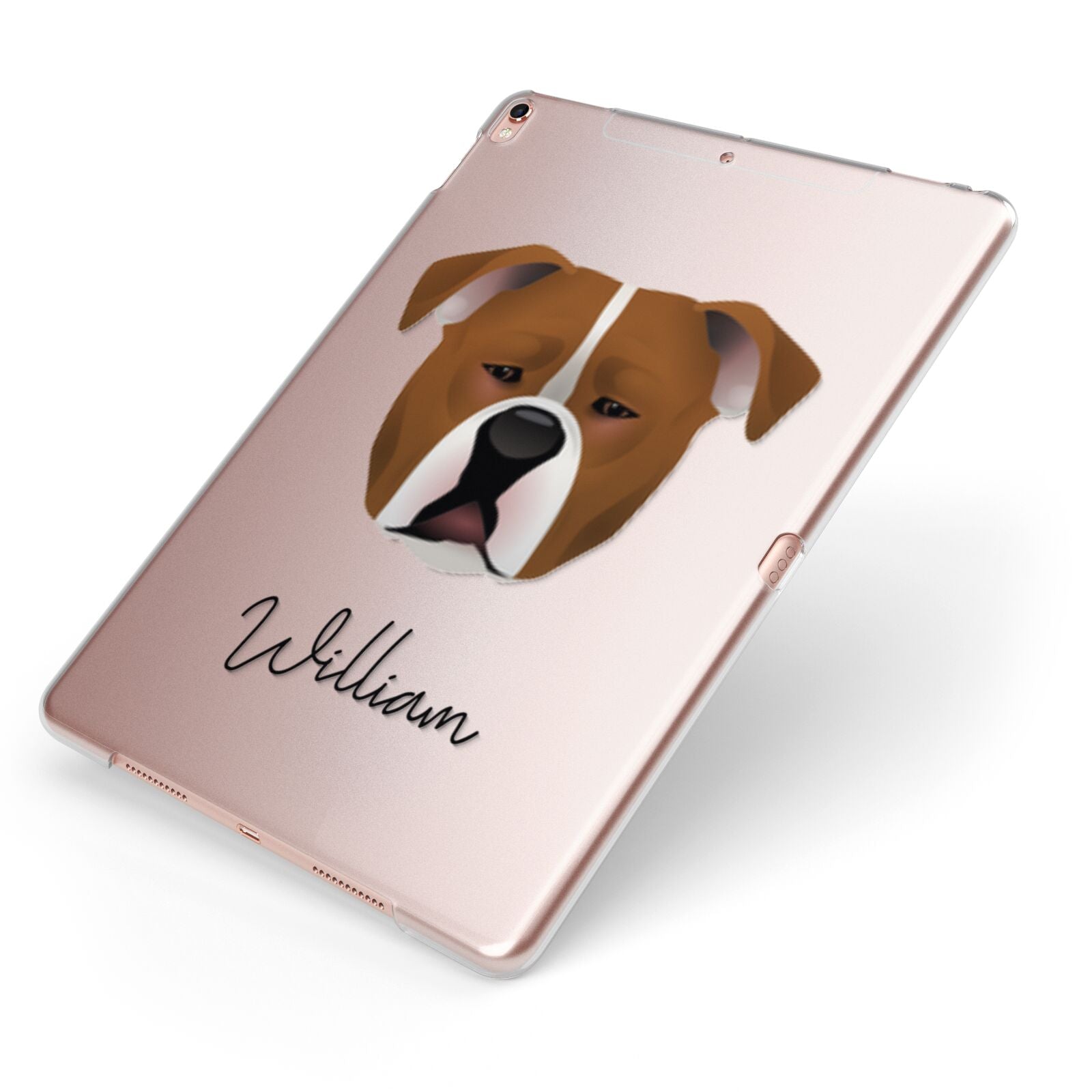 Johnson American Bulldog Personalised Apple iPad Case on Rose Gold iPad Side View