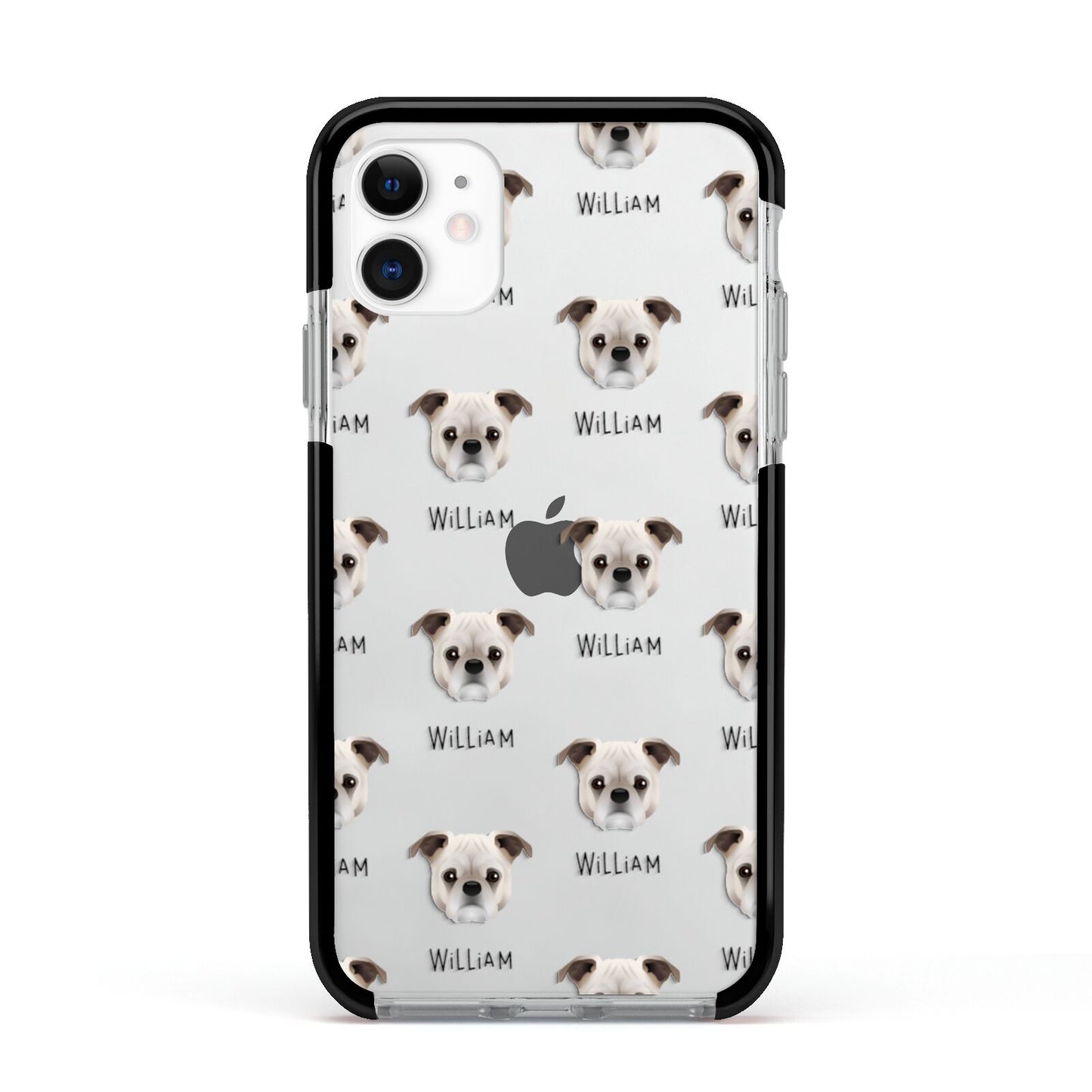 Jug Icon with Name Apple iPhone 11 in White with Black Impact Case