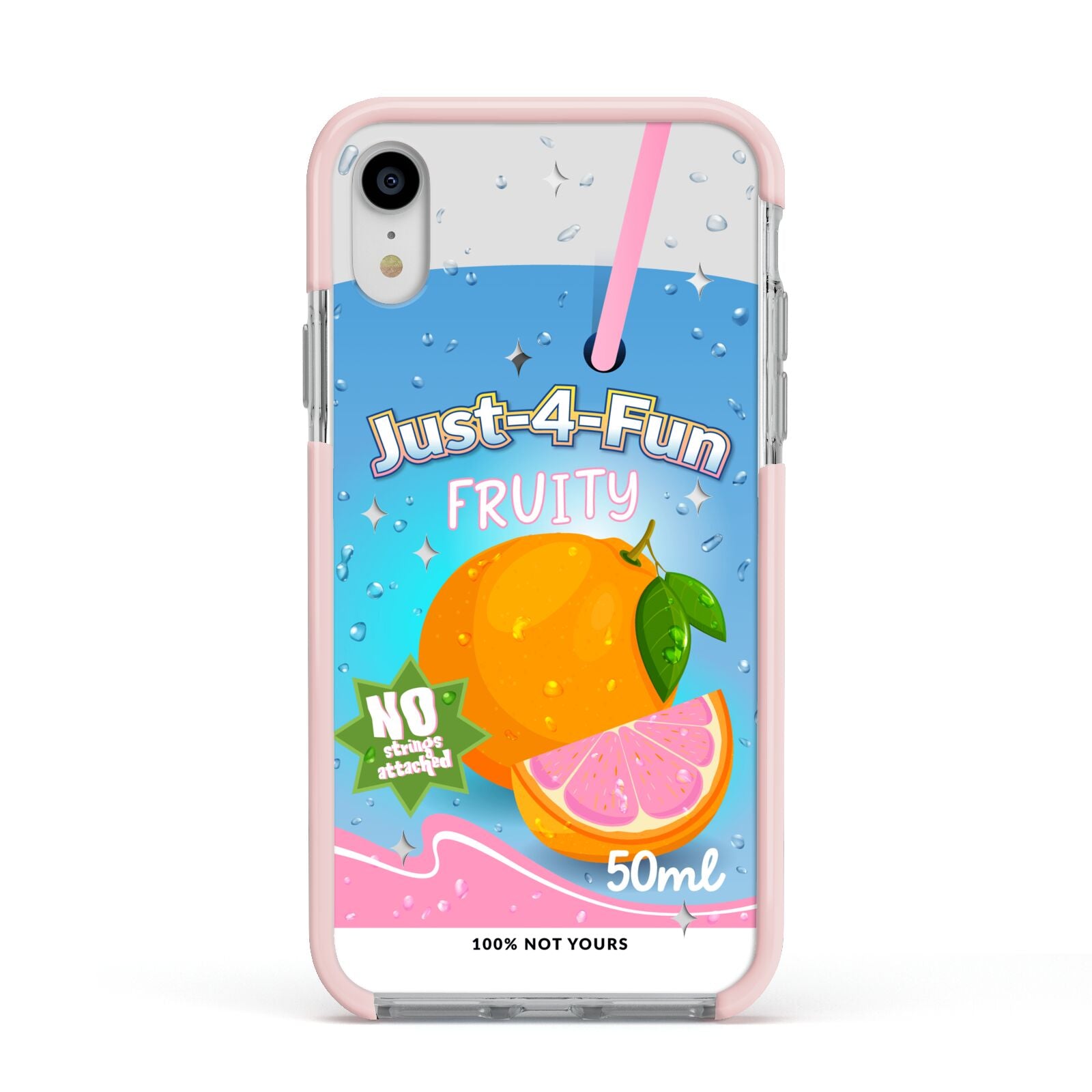 Just 4 Fun Apple iPhone XR Impact Case Pink Edge on Silver Phone