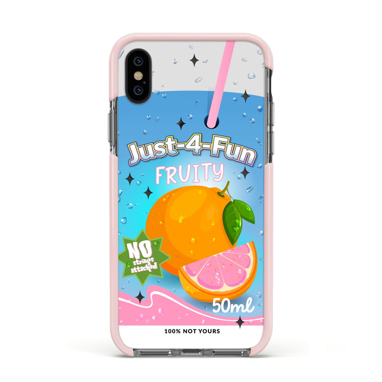 Just 4 Fun Apple iPhone Xs Impact Case Pink Edge on Black Phone