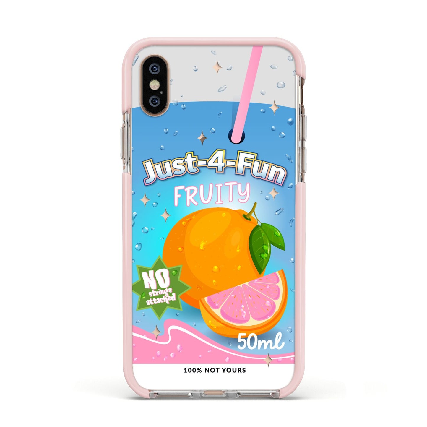 Just 4 Fun Apple iPhone Xs Impact Case Pink Edge on Gold Phone