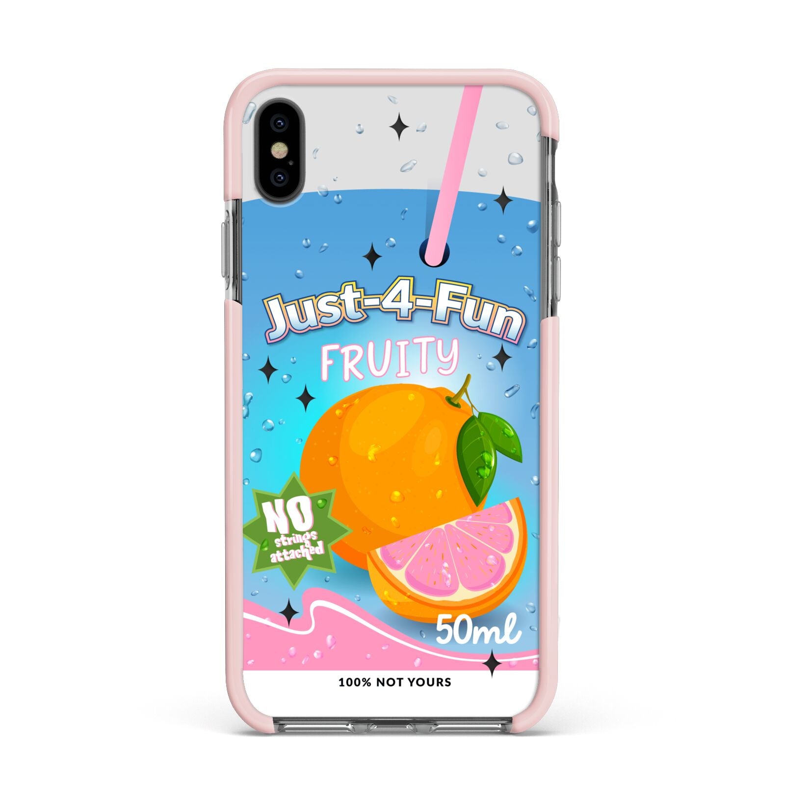 Just 4 Fun Apple iPhone Xs Max Impact Case Pink Edge on Black Phone