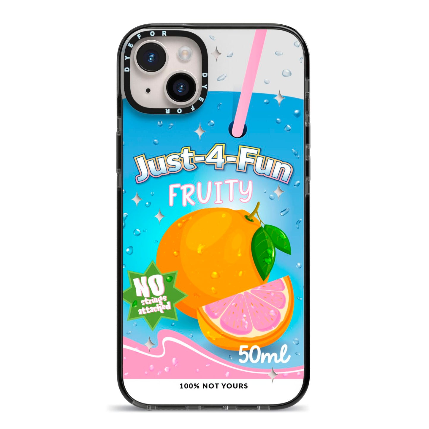 Just 4 Fun iPhone 14 Plus Black Impact Case on Silver phone