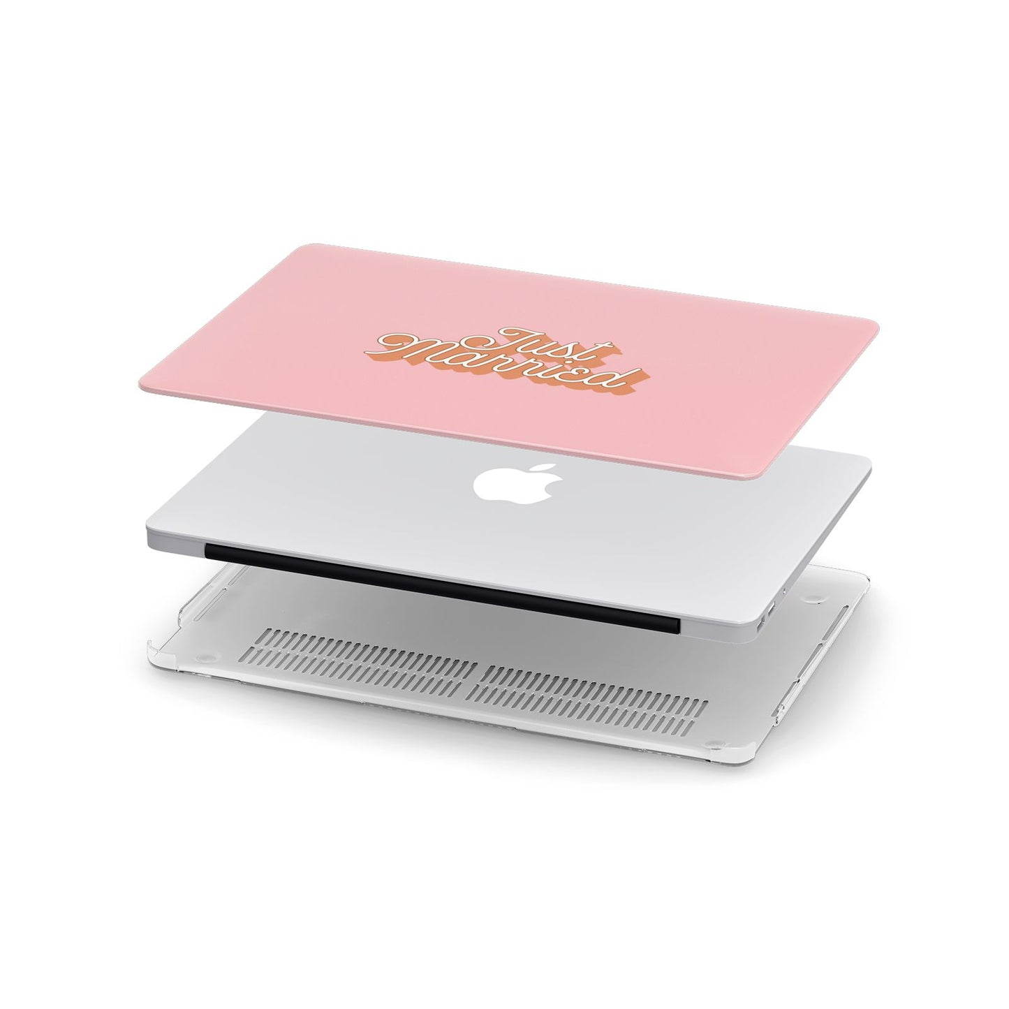 Just Married Pink Apple MacBook Case in Detail