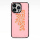 Just Married Pink iPhone 13 Pro Black Impact Case on Silver phone