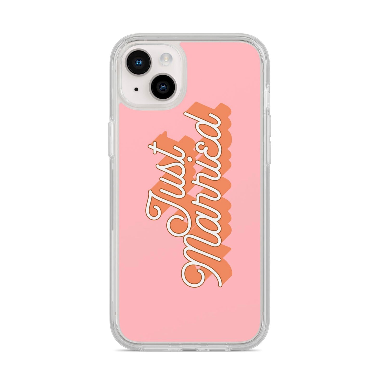 Just Married Pink iPhone 14 Plus Clear Tough Case Starlight