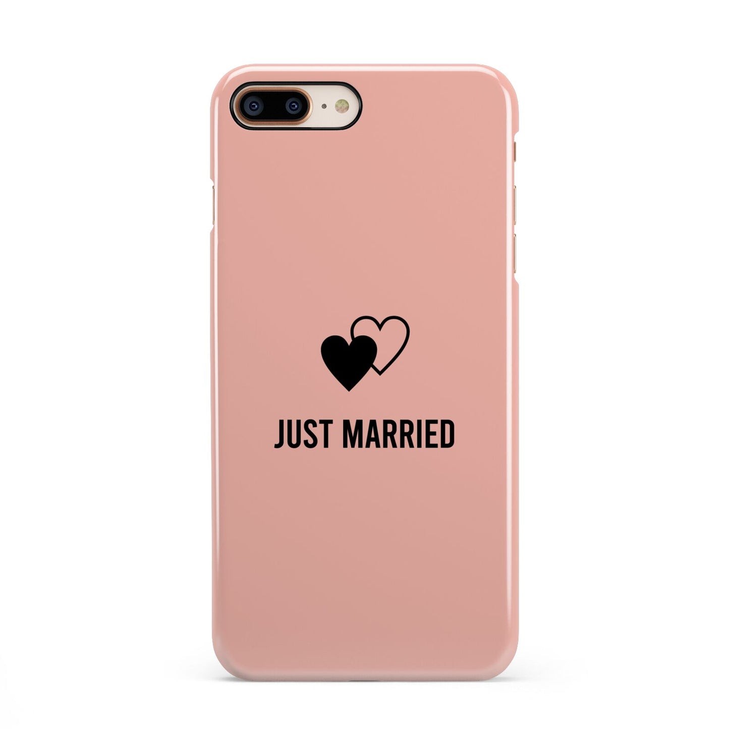 Just Married iPhone 8 Plus 3D Snap Case on Gold Phone