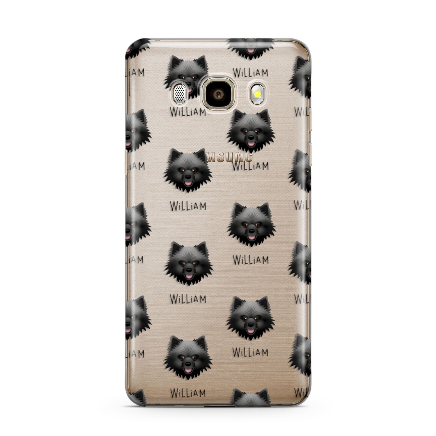 Keeshond Icon with Name Samsung Galaxy J7 2016 Case on gold phone