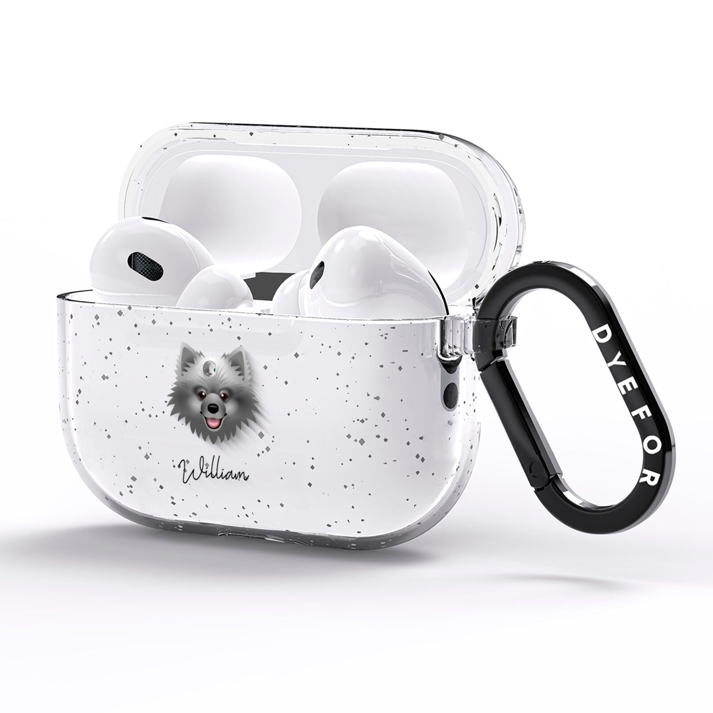 Keeshond Personalised AirPods Pro Glitter Case Side Image