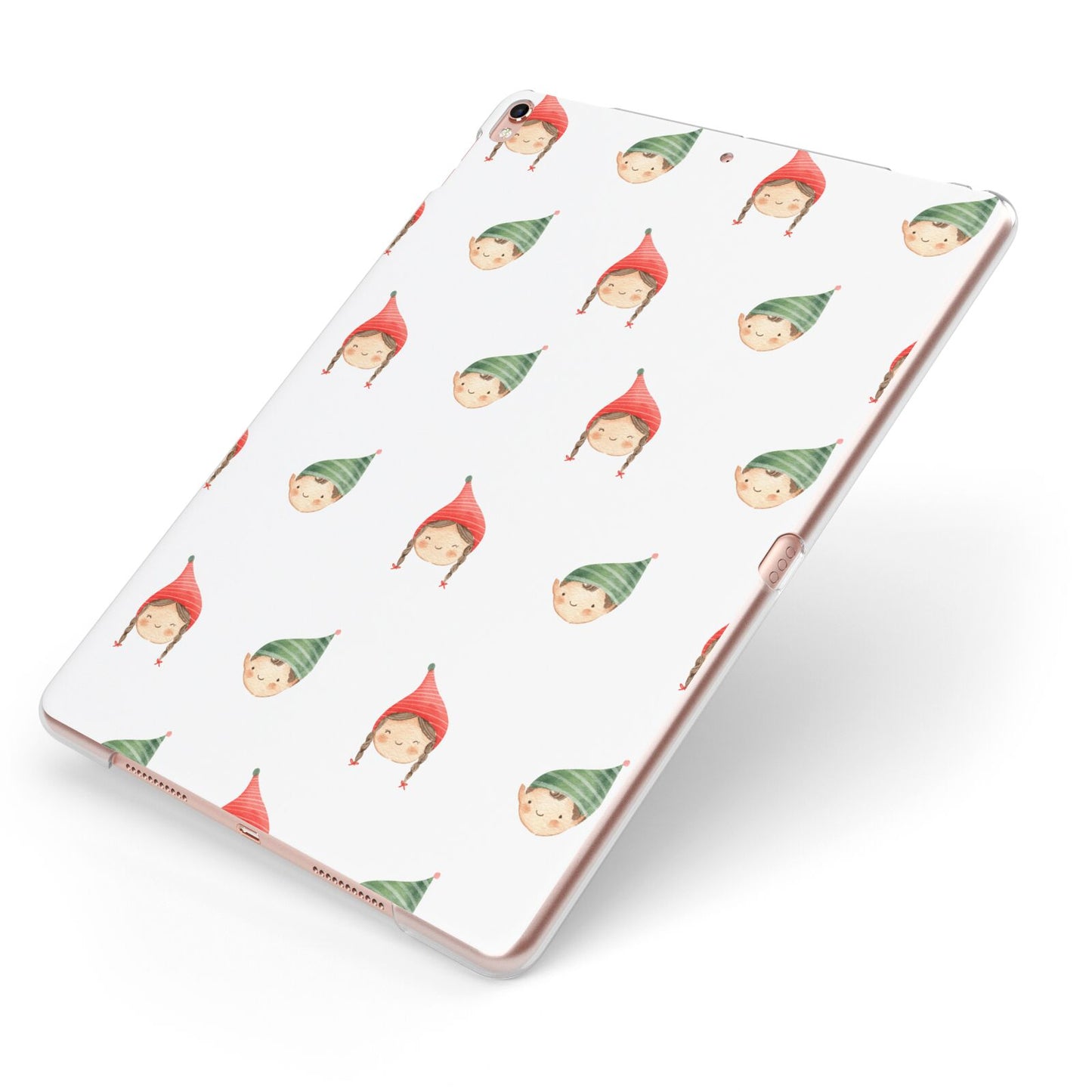 Kids Christmas Apple iPad Case on Rose Gold iPad Side View