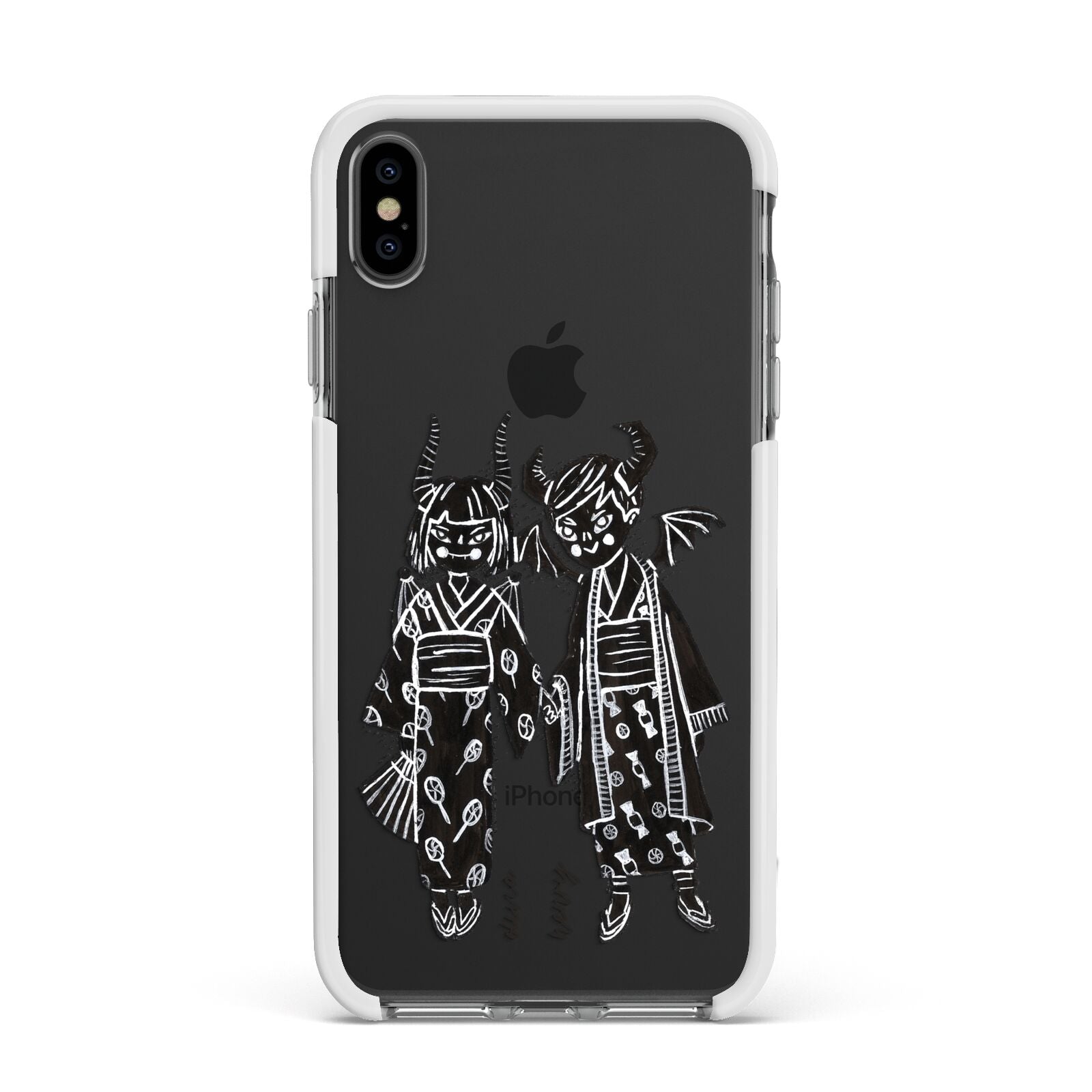 Kimono Devils Apple iPhone Xs Max Impact Case White Edge on Black Phone