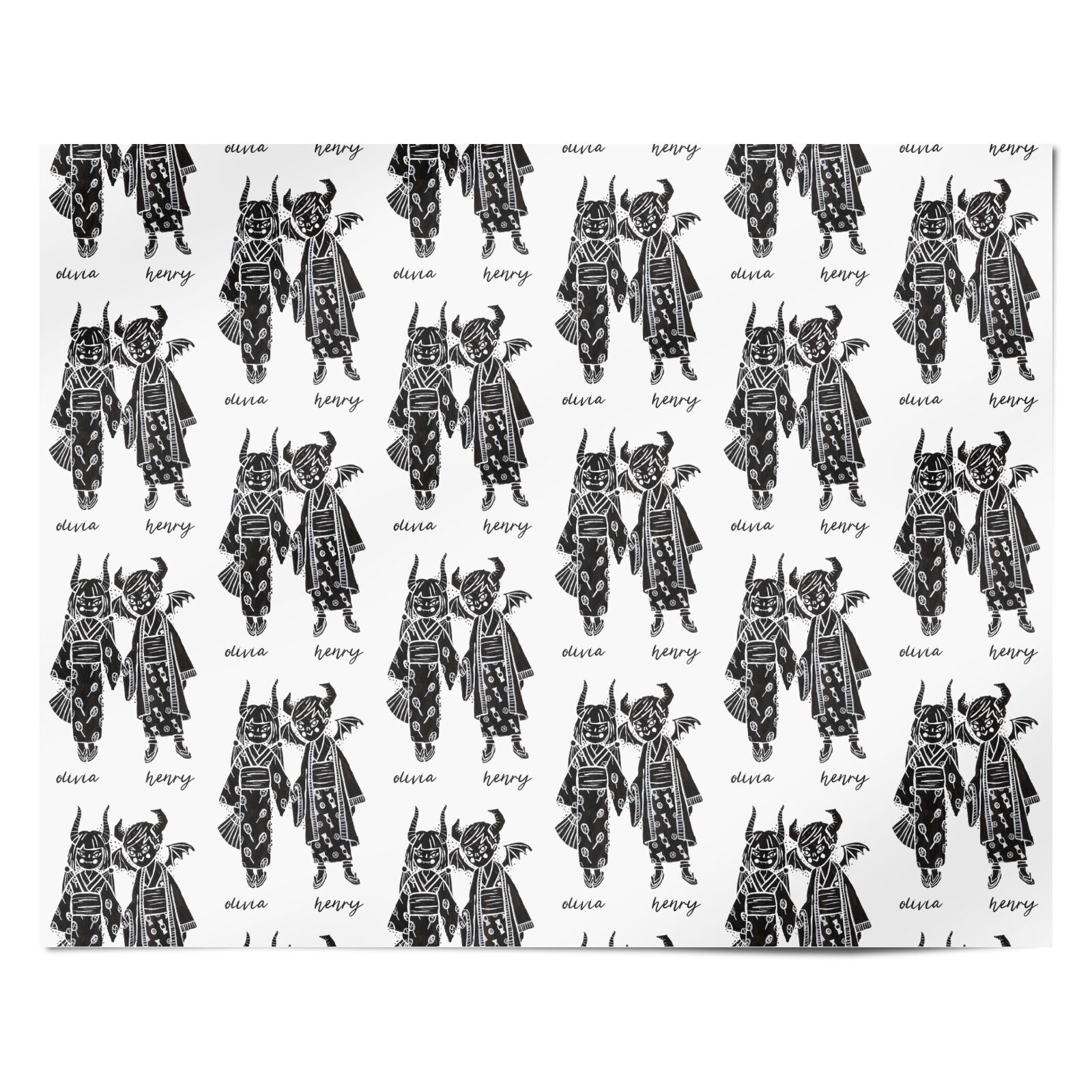 Kimono Devils Personalised Wrapping Paper Alternative