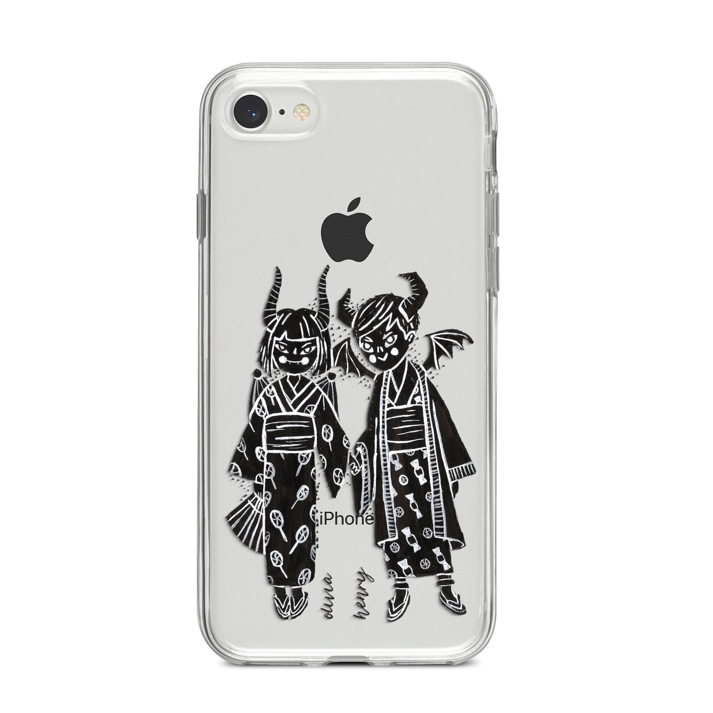 Kimono Devils iPhone 8 Bumper Case on Silver iPhone