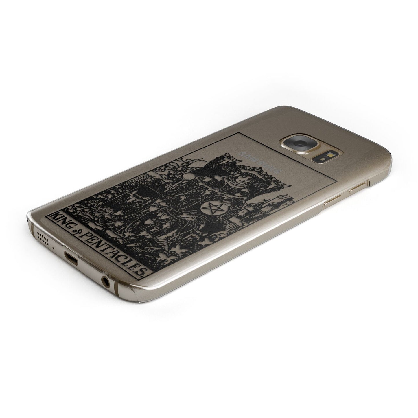 King of Pentacles Monochrome Protective Samsung Galaxy Case Angled Image