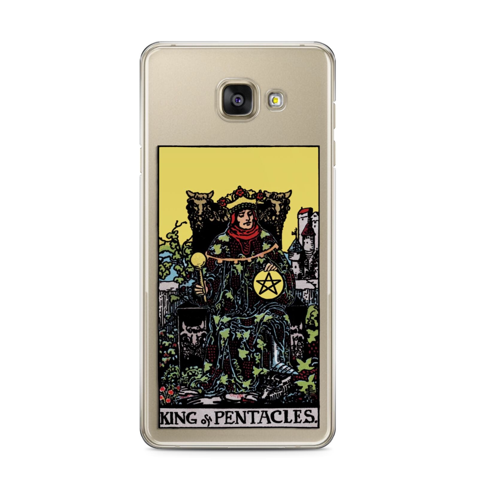 King of Pentacles Tarot Card Samsung Galaxy A3 2016 Case on gold phone