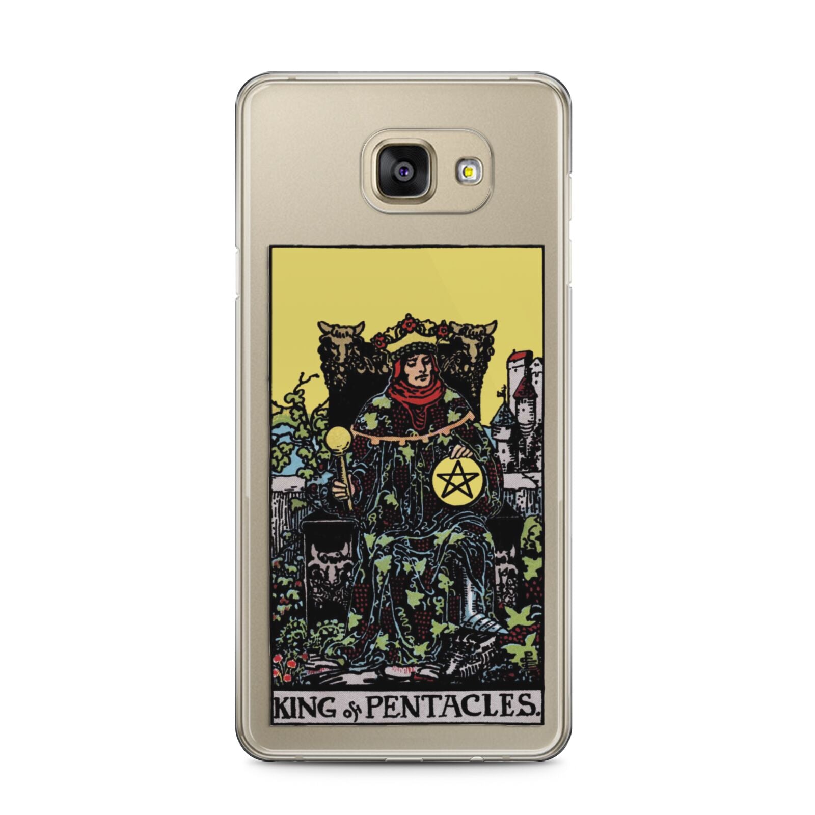 King of Pentacles Tarot Card Samsung Galaxy A5 2016 Case on gold phone