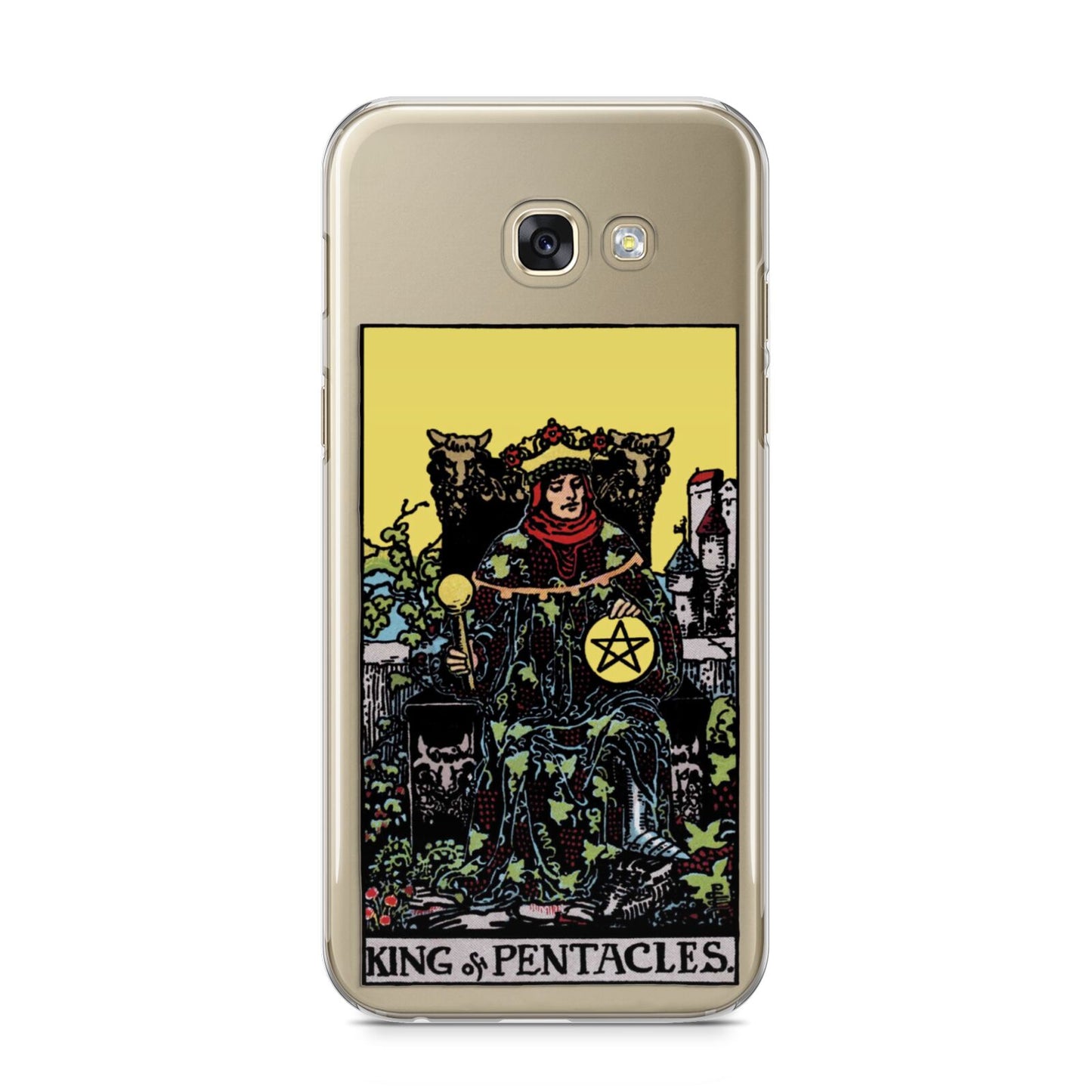 King of Pentacles Tarot Card Samsung Galaxy A5 2017 Case on gold phone