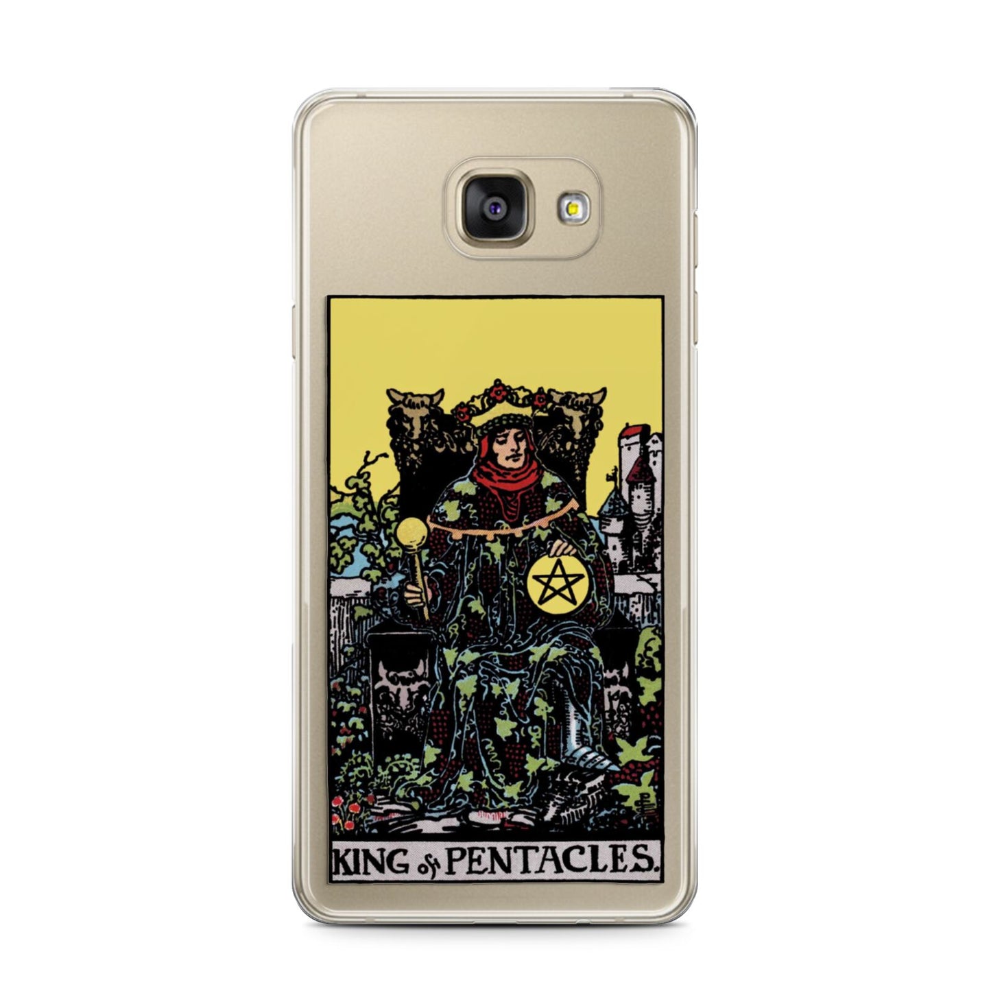 King of Pentacles Tarot Card Samsung Galaxy A7 2016 Case on gold phone