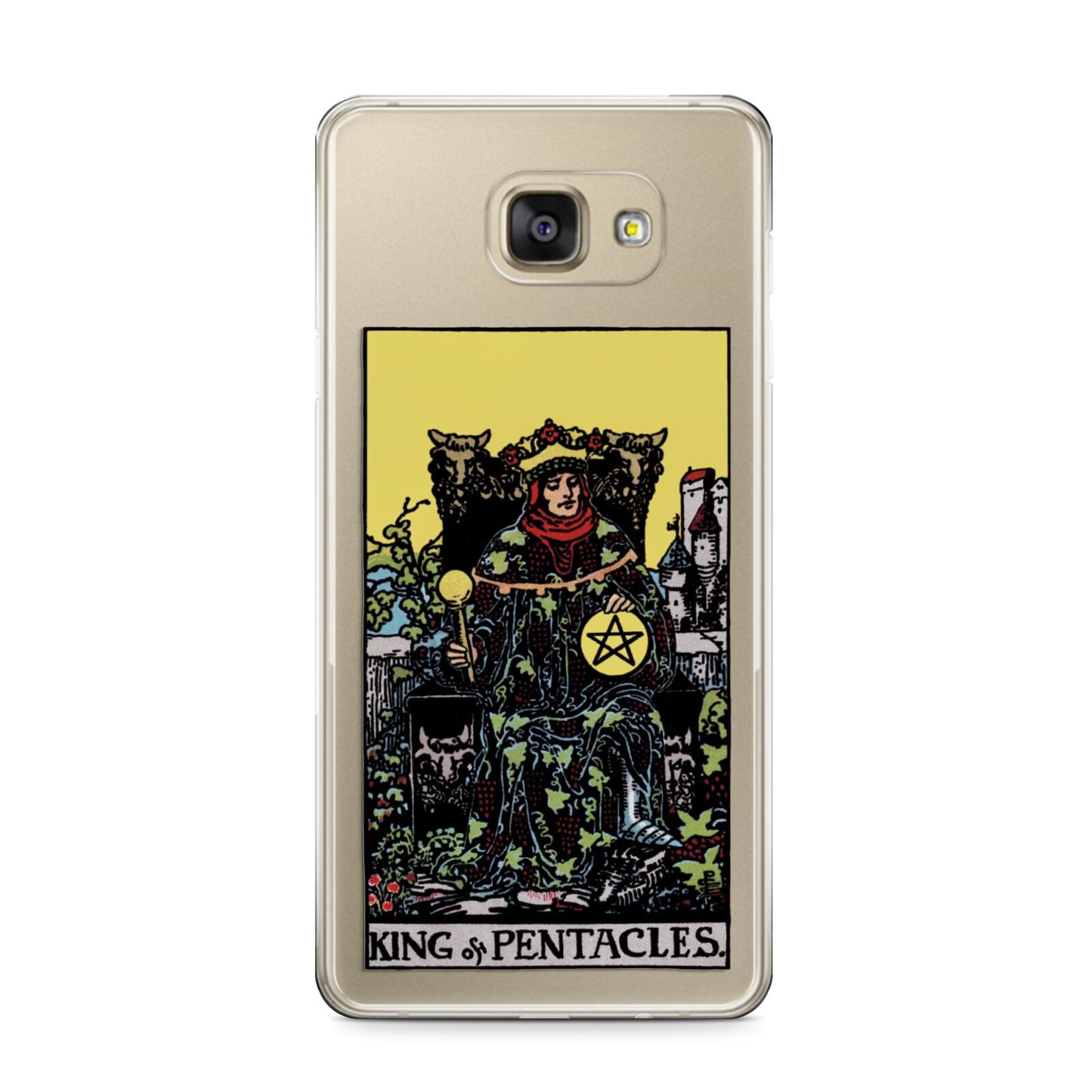 King of Pentacles Tarot Card Samsung Galaxy A9 2016 Case on gold phone