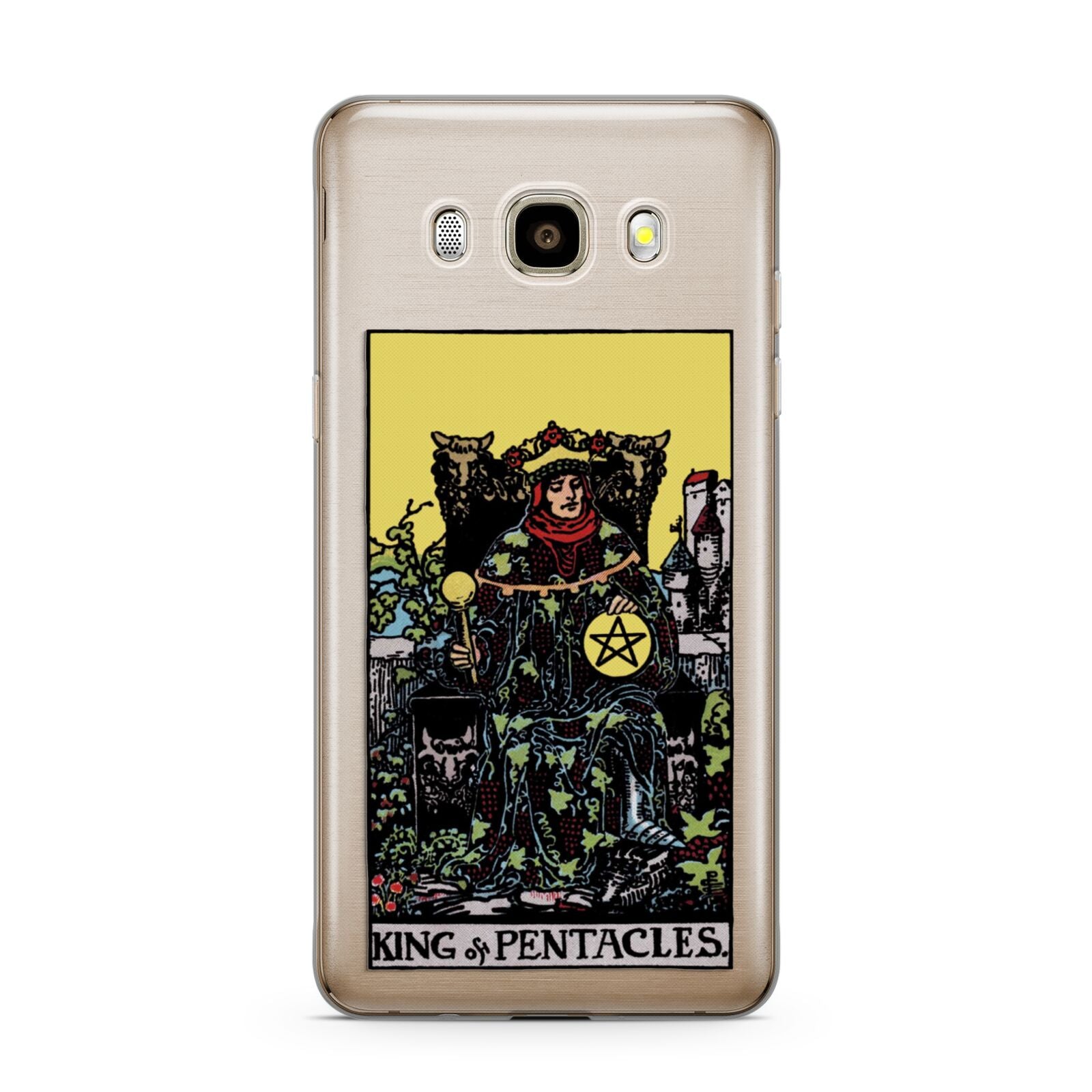 King of Pentacles Tarot Card Samsung Galaxy J7 2016 Case on gold phone
