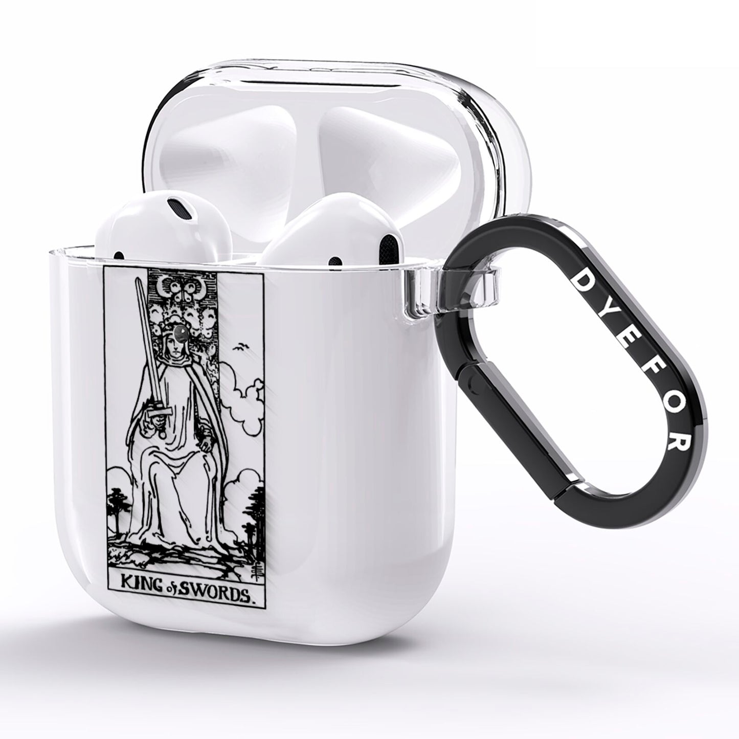 King of Swords Monochrome AirPods Clear Case Side Image