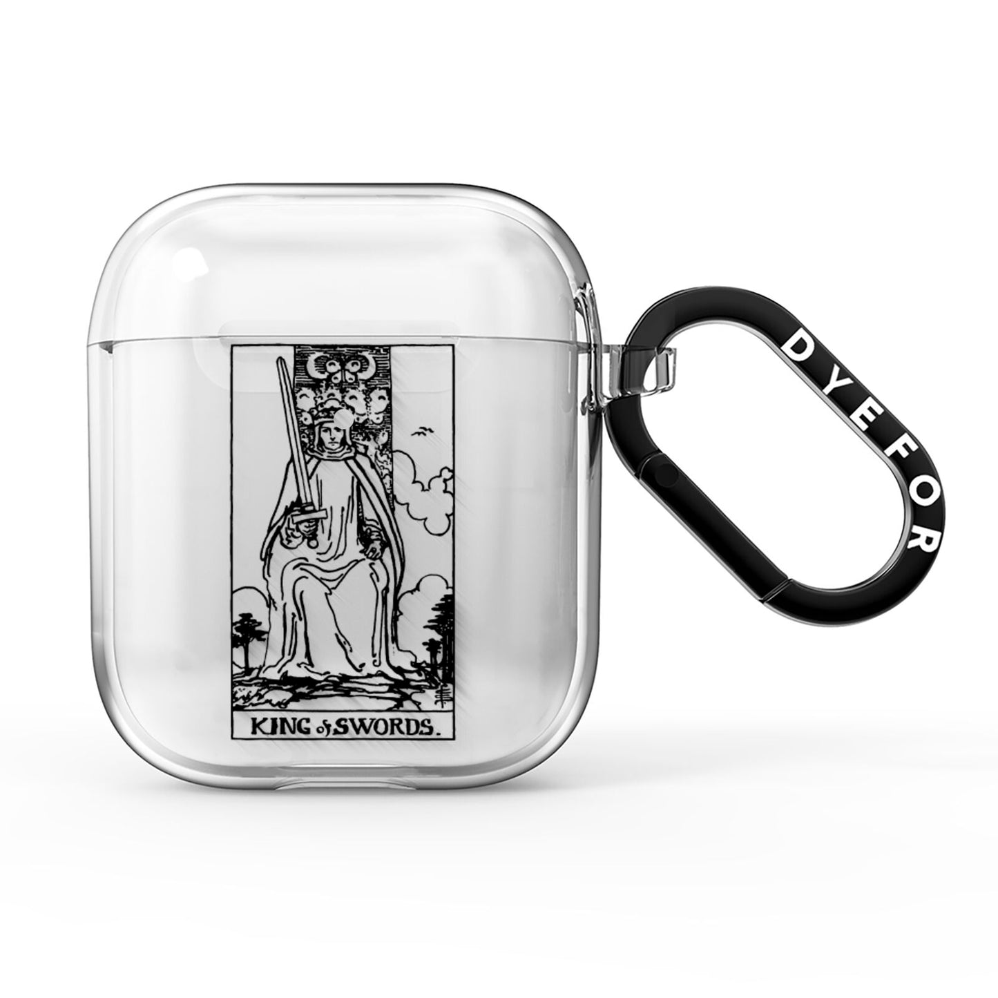 King of Swords Monochrome AirPods Clear Case